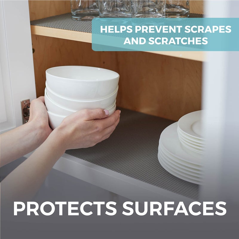 HOME GENIE Shelf Drawer and Cabinet Liner, Durable with Strong Grip, 12 in x 20 FT, Non Adhesive Liners Protect Kitchen Cabinets and Cupboard, Pantry, Bathroom Drawers and Shelves, Desks, Slate Gray - Image 4