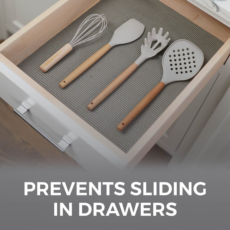 HOME GENIE Shelf Drawer and Cabinet Liner, Durable with Strong Grip, 12 in x 20 FT, Non Adhesive Liners Protect Kitchen Cabinets and Cupboard, Pantry, Bathroom Drawers and Shelves, Desks, Slate Gray - Image 3