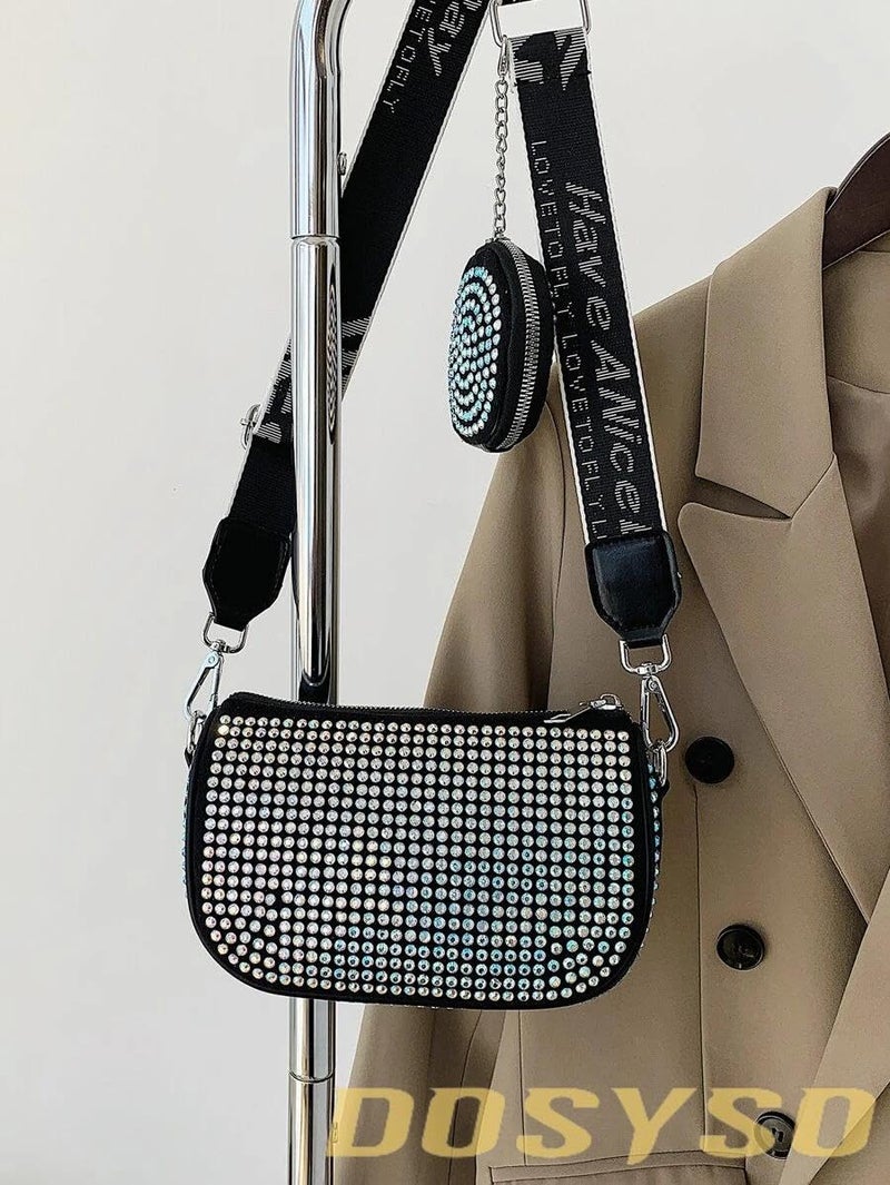 DOSYSO Crossbody Sling Bag Stylish With Pack of Combo Coin Pouch For Women Detachable Broad Strap Evening Clutch Handbags Girls Latest Ladies Side Purse For Party Wedding Wide Belt Shoulder - Image 2
