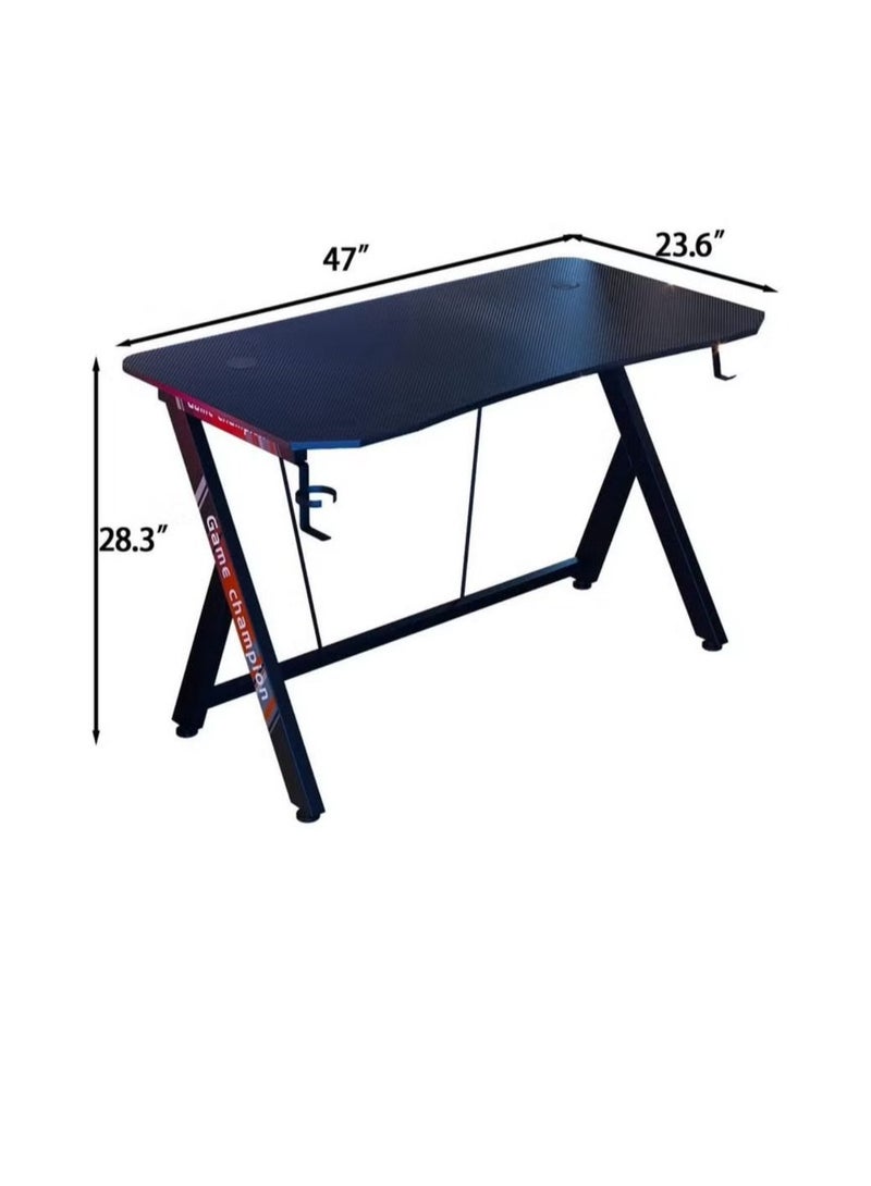 إكسبرت مكتب الألعاب للاعبين، فكرة هدية مثالية، مكتب الكمبيوتر، مكتب المنزل، مكتب العمل، سطح من الألياف الكربونية، طاولة الألعاب مع خطاف للسماعات وحامل للكأس.EI-205 - Image 4