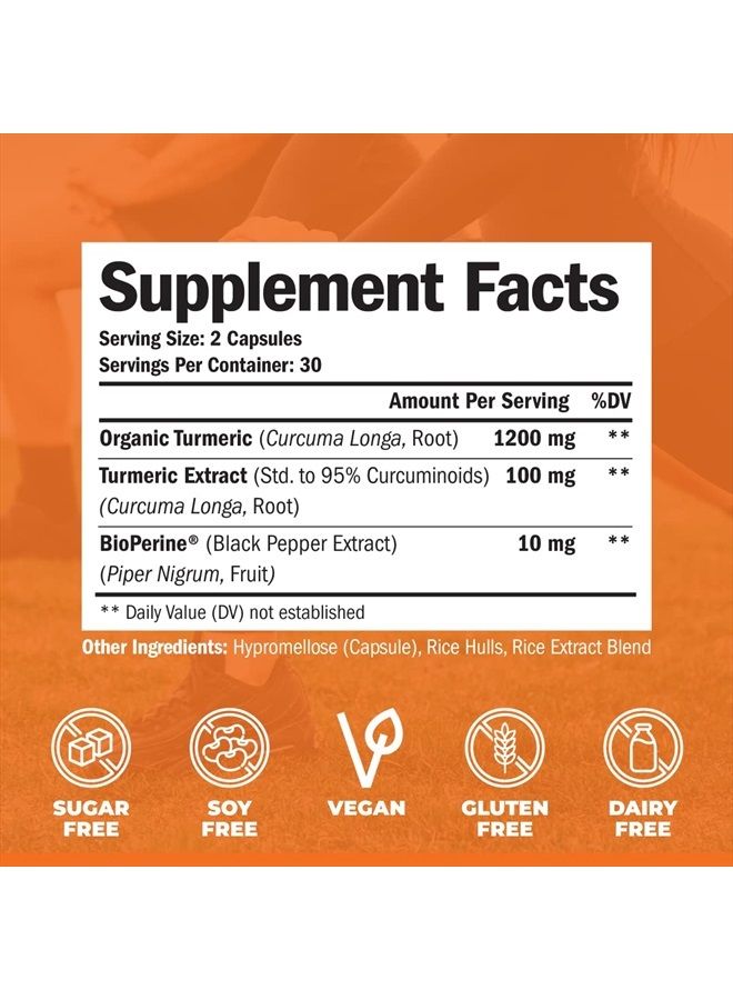 Vimerson Health Turmeric Curcumin & Black Pepper Extract. High Absorption Joint Support Supplement with Bioperine. 95% Curcuminoids. Antioxidant Turmeric Supplement for Inflammation Balance & Immune Support. 60 Caps - Image 2
