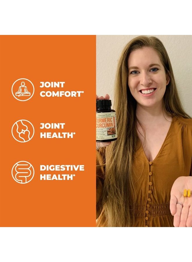 Vimerson Health Turmeric Curcumin & Black Pepper Extract. High Absorption Joint Support Supplement with Bioperine. 95% Curcuminoids. Antioxidant Turmeric Supplement for Inflammation Balance & Immune Support. 60 Caps - Image 3