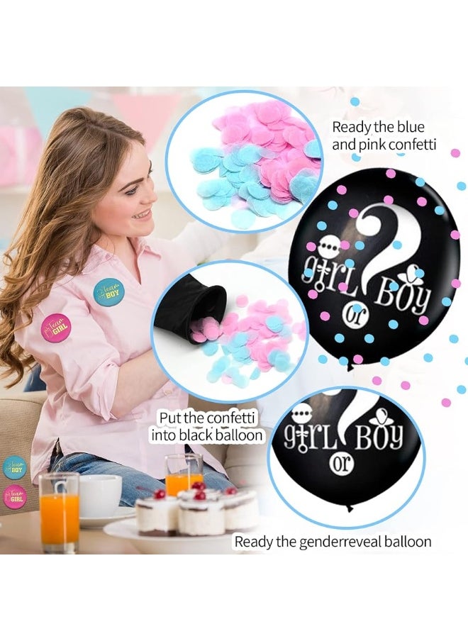 Bluegogo 124 Pcs Gender Reveal Decorations Kit, Gender Reveal Party Supplies with 36'' Gender Reveal Balloon Boy OR Girl Foil Balloon Paper Pompoms Tablecloth Photo Props for Gender Reveal Party Decorations  - Image 5