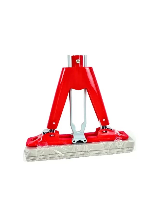 Kovar Telescopic Handle Folding Sponge Mop With Super Absorbent Sponge- Red - Image 2