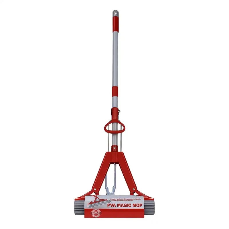 Kovar Telescopic Handle Folding Sponge Mop With Super Absorbent Sponge- Red - Image 1