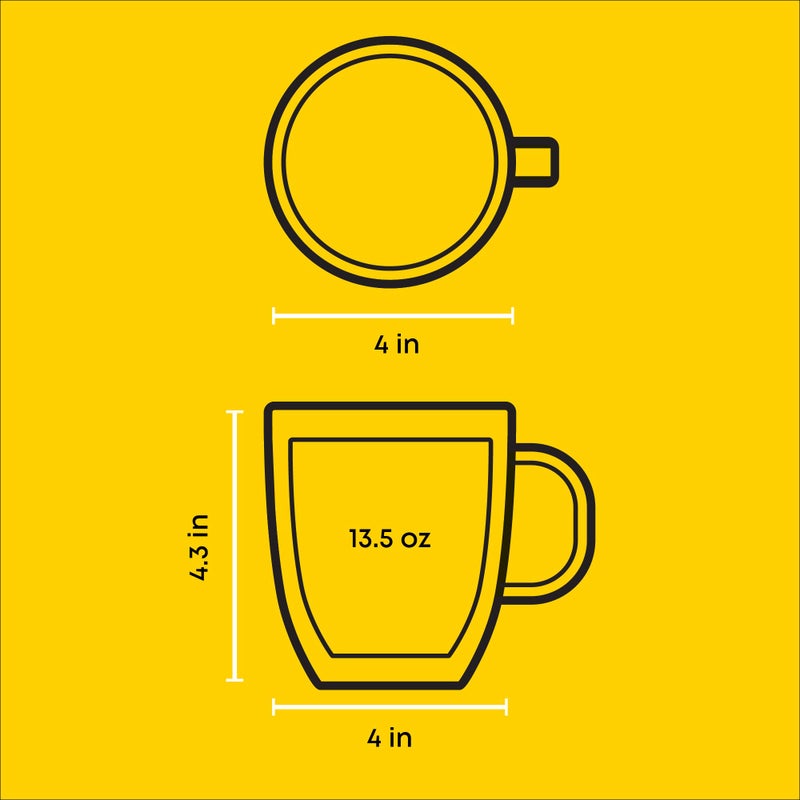 JoyJolt Savor Double Wall Insulated Glasses - Coffee Mugs (Set of 2) - 13.5-Ounces - Image 3