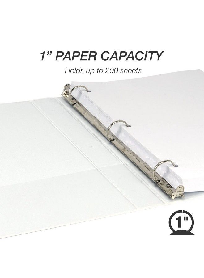 Samsill Economy 1 Inch 3 Ring Binder Made In The Usa Round Ring Binder Customizable Clear View Cover White (18537)  - Image 4