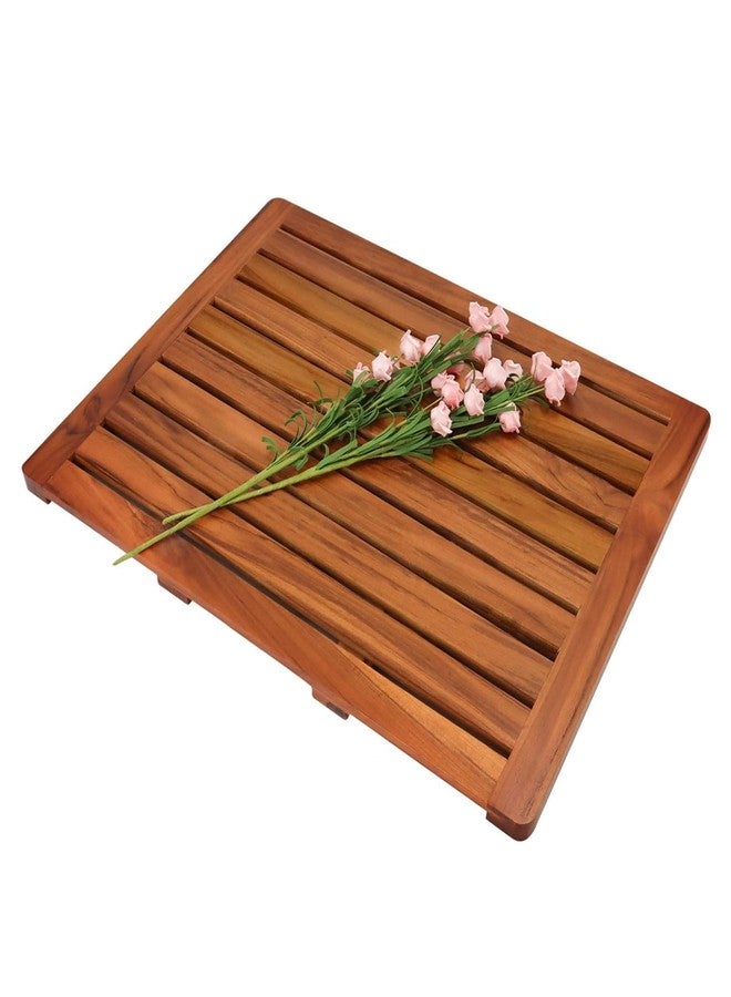 Utoplike (24"x18") Teak Wood Bath Mat, Shower Mats for Bathroom, Large for Spa Home or Outdoor - Image 1