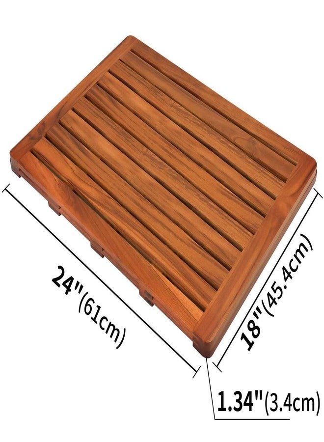 Utoplike (24"x18") Teak Wood Bath Mat, Shower Mats for Bathroom, Large for Spa Home or Outdoor - Image 3