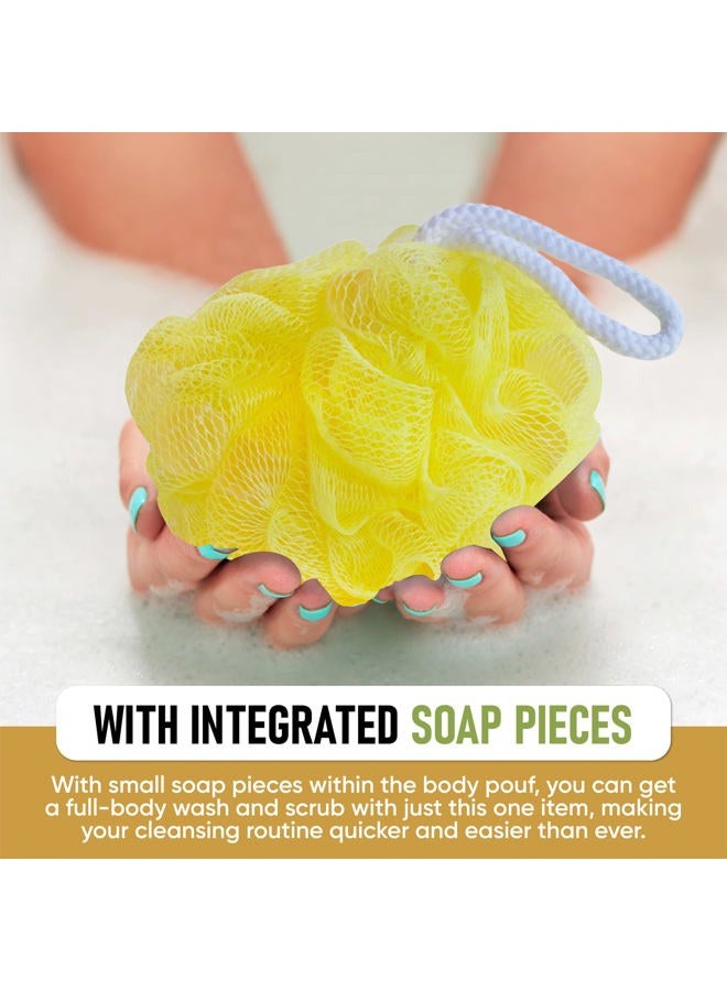 T. Taio T.Taio Esponjabon Shower Bath Puff Soap Sponge - Loofah Luffa Loufa Body Wash Ball - Mesh Pouf Scrubber for Full Cleanse Lather Skin Care - Beauty Bathroom Accessories - Cucumber & Melon Soap - Image 4