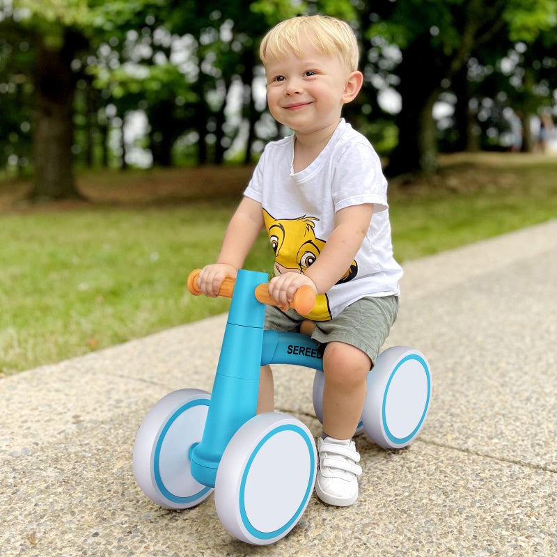 SEREED Baby Balance Bike for 1 Year Old Boys Girls 12-24 Month Toddler Balance Bike, 4 Wheels Toddler First Bike, First Birthday Gifts (Blue) - Image 3