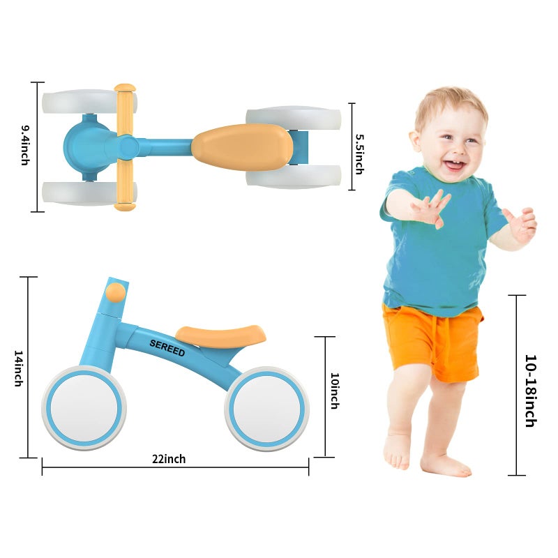 SEREED Baby Balance Bike for 1 Year Old Boys Girls 12-24 Month Toddler Balance Bike, 4 Wheels Toddler First Bike, First Birthday Gifts (Blue) - Image 4