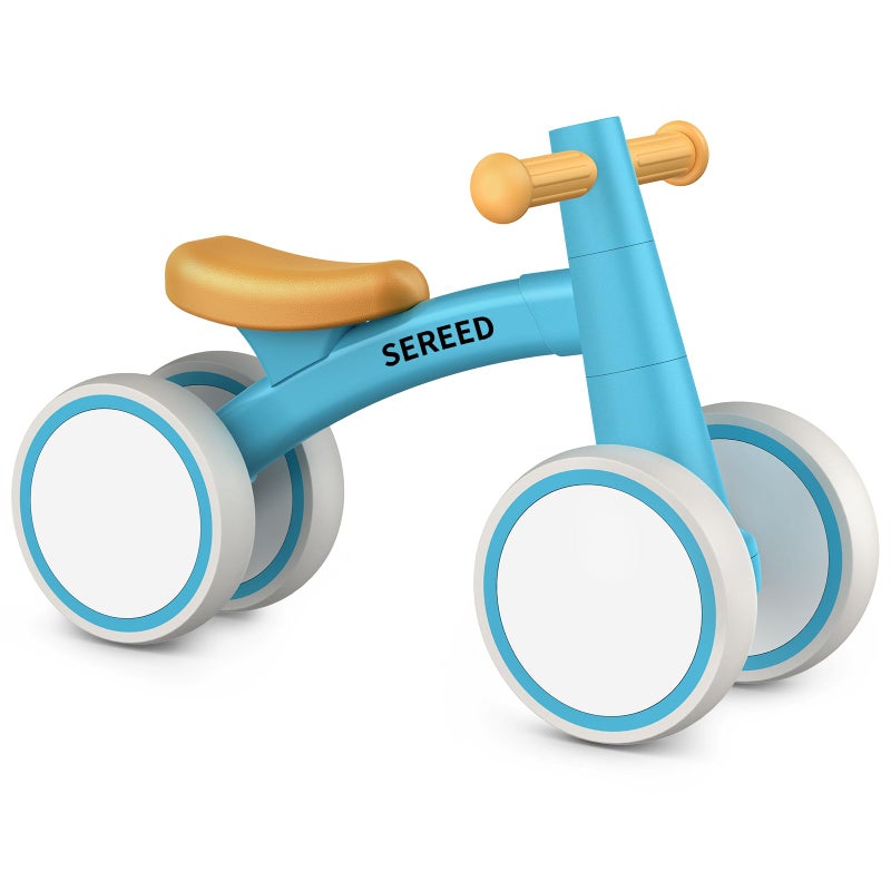 SEREED Baby Balance Bike for 1 Year Old Boys Girls 12-24 Month Toddler Balance Bike, 4 Wheels Toddler First Bike, First Birthday Gifts (Blue) - Image 1