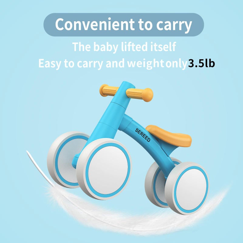 SEREED Baby Balance Bike for 1 Year Old Boys Girls 12-24 Month Toddler Balance Bike, 4 Wheels Toddler First Bike, First Birthday Gifts (Blue) - Image 5