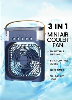 Generic Weidasi Water Mist Spray Fan, 600ML Water Capacity Misting Fan USB Desktop Humidification Cooling Fan Desk Fan with Mist Spray Portable Misting Fan Water Cooled Fan for Home Office Camping And more ((Blue))  - Image 2