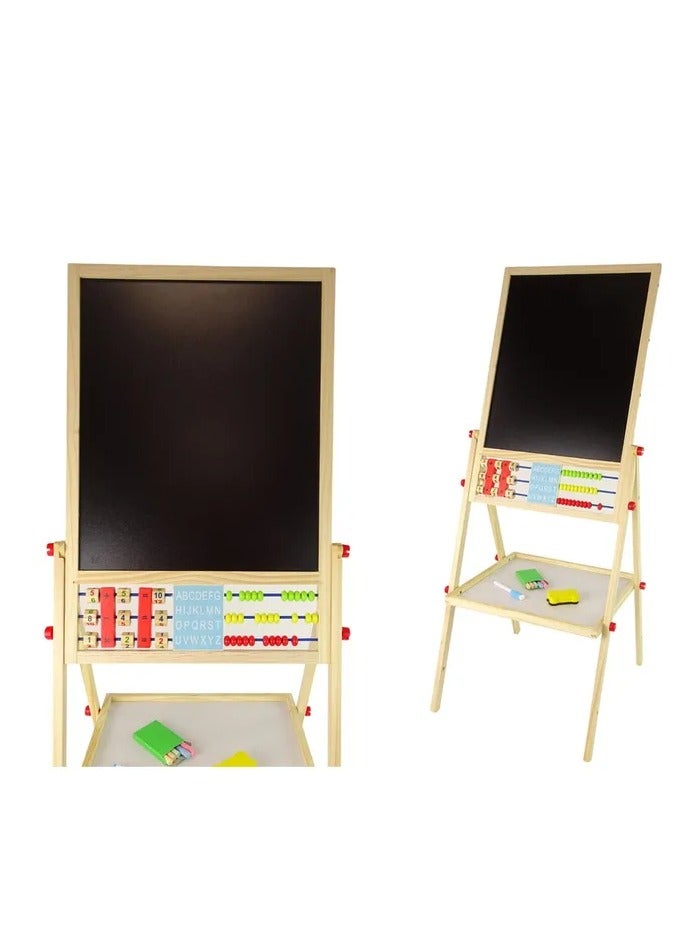 Wooden Art Easel for Kids, Kids Easel Double Sided Easel Standing, 4 in 1 White Board & Magnetic Drawing Board & Tabletop Easel, Dry Erase White Board & Paper Roll Paint Art Set for Kids - Image 1