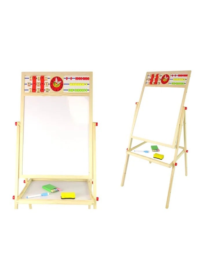 Wooden Art Easel for Kids, Kids Easel Double Sided Easel Standing, 4 in 1 White Board & Magnetic Drawing Board & Tabletop Easel, Dry Erase White Board & Paper Roll Paint Art Set for Kids - Image 2