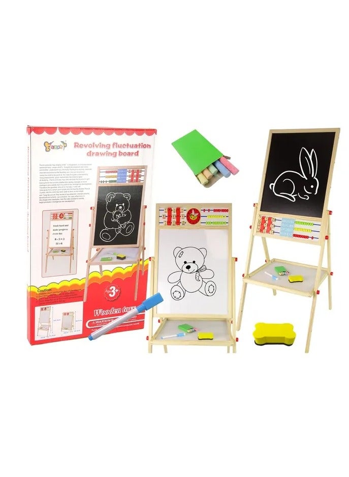 Wooden Art Easel for Kids, Kids Easel Double Sided Easel Standing, 4 in 1 White Board & Magnetic Drawing Board & Tabletop Easel, Dry Erase White Board & Paper Roll Paint Art Set for Kids - Image 4