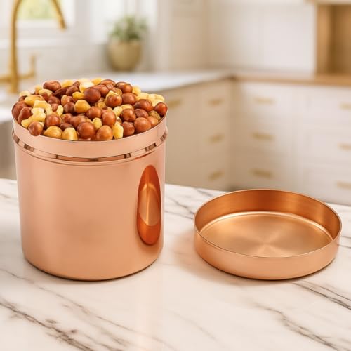 Vintageware® Handmade Copper Jar with Lid | Small Container for Kitchen Storage, Dry Fruits, Ghee, and Pooja Essentials | Elegant Jar for Gifting & Home Décor – 200ml - Image 1