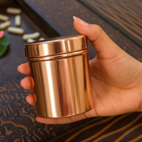 Vintageware® Handmade Copper Jar with Lid | Small Container for Kitchen Storage, Dry Fruits, Ghee, and Pooja Essentials | Elegant Jar for Gifting & Home Décor – 200ml - Image 2