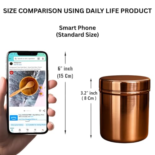 Vintageware® Handmade Copper Jar with Lid | Small Container for Kitchen Storage, Dry Fruits, Ghee, and Pooja Essentials | Elegant Jar for Gifting & Home Décor – 200ml - Image 5