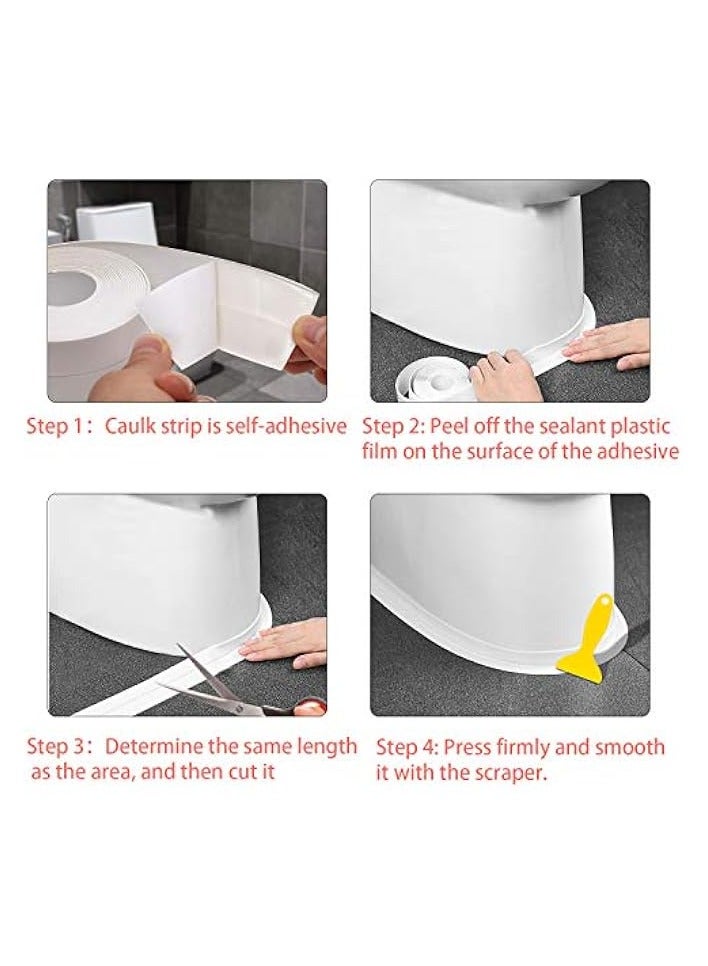 erorex Caulk Strip, 11ft Self Adhesive Caulk Strip Sealant Tape for Kitchen, Bathroom, Toilet, Wall Corner with Sealing Tool - White - Image 4