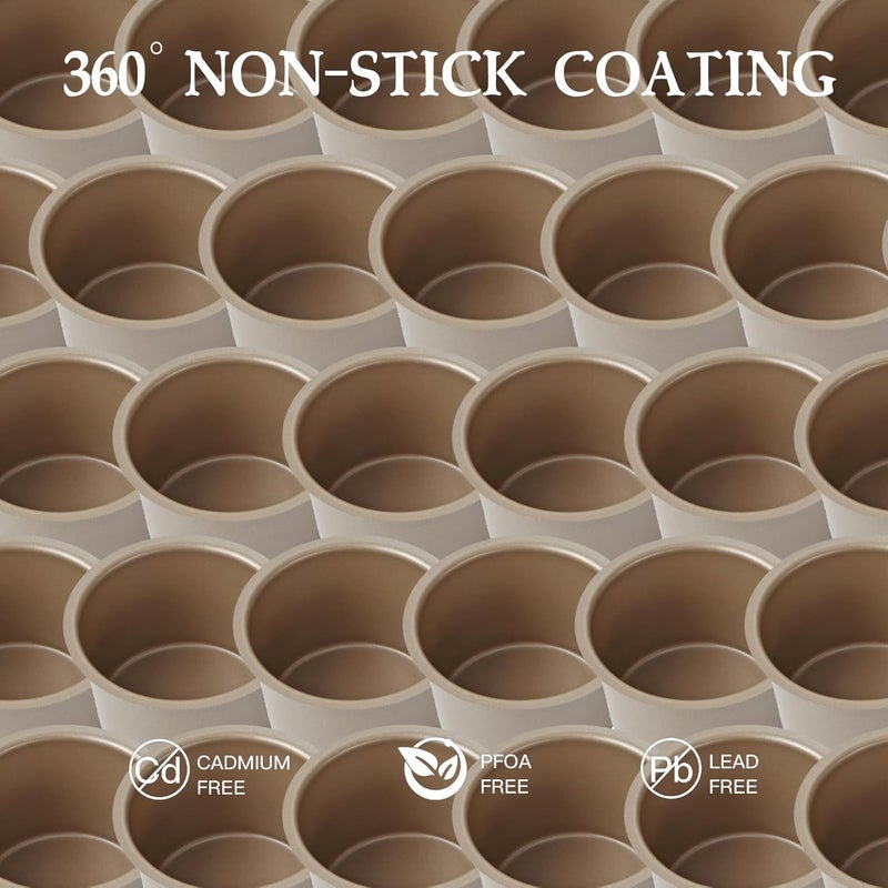 FOR BAKE Non-Stick Muffin Pan Set, 6-Cups Golden Stackable Pans for Oven Baking, Heavy Duty Carbon Steel Cupcake Mold - Bake Like a Pro - Image 3
