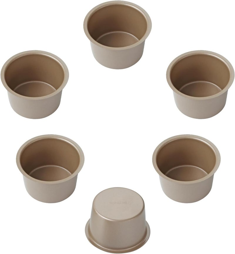 FOR BAKE Non-Stick Muffin Pan Set, 6-Cups Golden Stackable Pans for Oven Baking, Heavy Duty Carbon Steel Cupcake Mold - Bake Like a Pro - Image 1