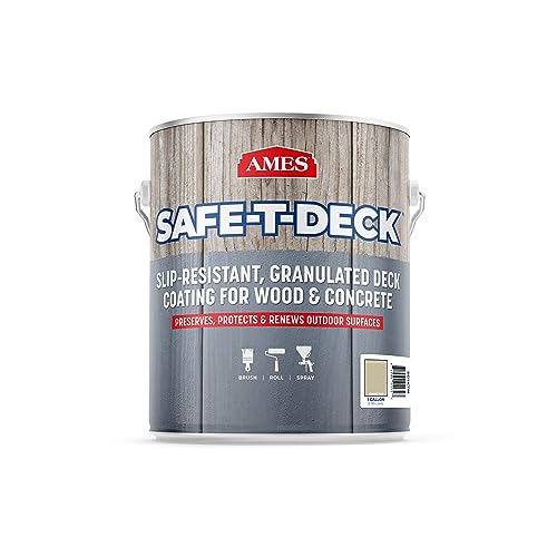 Ames Safe-T-Deck Granulated Formula Exterior Paint - 1 Gallon Khaki Tan Paint - Great for Porches, Patios, Decks, Walkways and More - Made in The USA, 128 Fl Oz (Pack of 1), 1.00 Gallon (Pack of 1) - Image 1