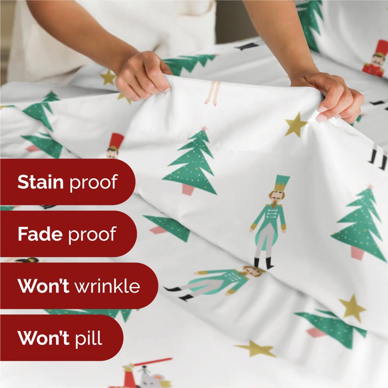 Twin XL Christmas Tree Sheet Set - Holiday Xmas Pattern Linen Set - Deep Pockets - Snug Fit - 3 Piece - Wrinkle Free - Comfy & Cooling Festive Winter Bedding - Easy To Care For - Kid Friendly