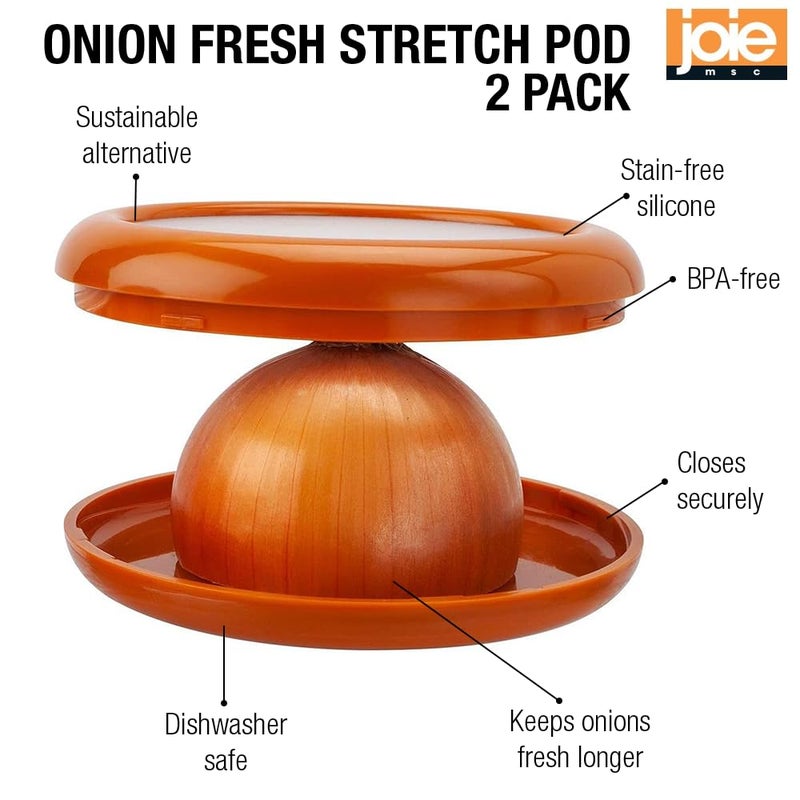 Joie Onion Stretch Pod  Keep Onions Fresh Longer  Refrigerator Storage  Produce Organization  Orange  Pack of 2 - Image 2