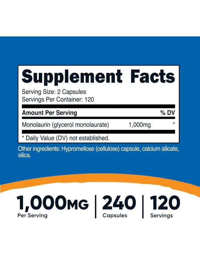 نيوتريكوست مونولورين ١٠٠٠ مجم (١٢٠ حصة، ٢٤٠ كبسولة) - خالي من الغلوتين، غير معدل وراثيًا، نباتي - Image 2