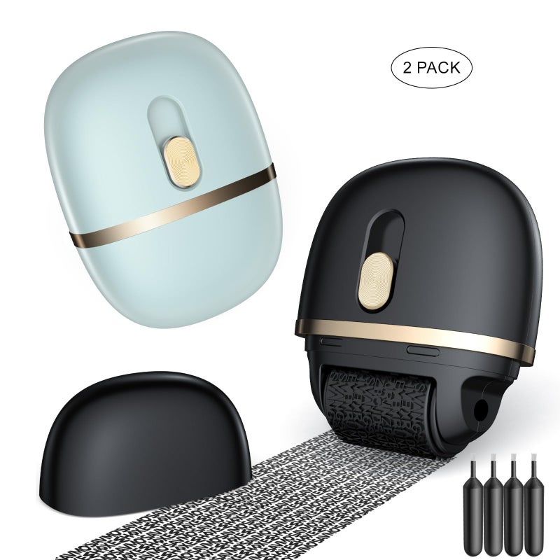 Lomil Identity Theft Protection Roller Stamps 2 Pack  Confidential Roller Stamp with 4 Refills  Wide Ink Roller Identity Protection for ID Blockout Privacy  SecurityBlackBlue