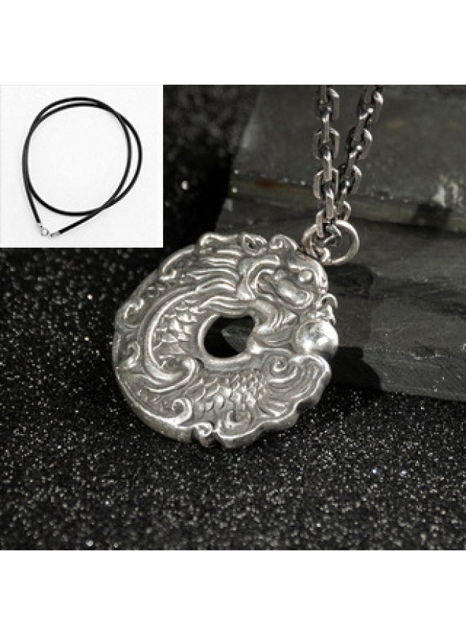 Xinqin 999 Pure Silver Dragon Playing Beads Pendant Boys Necklace Trendy Men's Personality Pendant Dragon Trendy Retro