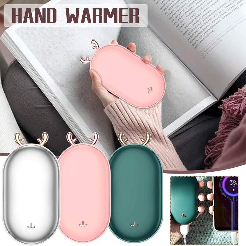 ويوبلز مدفئات يدوية قابلة لإعادة الشحن عبر منفذ USB للنساء، بنك طاقة محمول 2 في 1 على شكل رأس غزال، 3 مستويات تصل إلى 50 درجة مئوية، هدايا شتوية سرية للنساء في المملكة المتحدة، مدفئ يدوي ساخن لتدفئة الجسم - Image 2