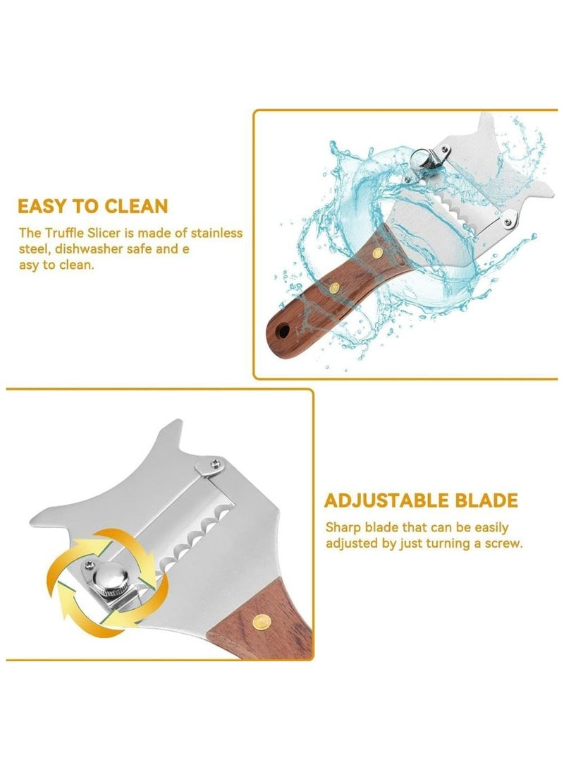 إسكدنيا مقسم الكمأة القابل للضبط مع لوحة من الفولاذ المقاوم للصدأ ومقبض خشبي - Image 3