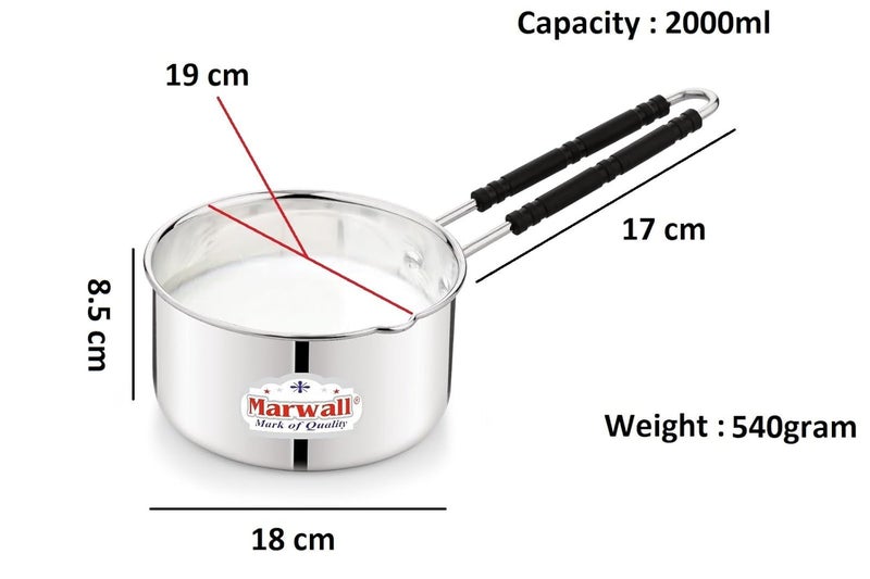 Marwall Stainless Steel Saucepan with HeatResistant Handle Silver 2000ml - Image 3