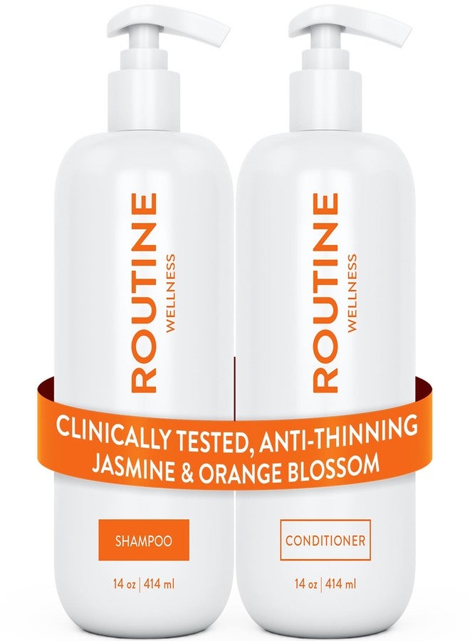 Routine Wellness Anti-Thinning Shampoo and Conditioner Set for Thinning Hair - Biotin DHT Blocker Women & Men - Color Safe Shampoo for Hair Loss & Healthier Hair - Jasmine & Orange Blossom (Pack of 2) - Image 1