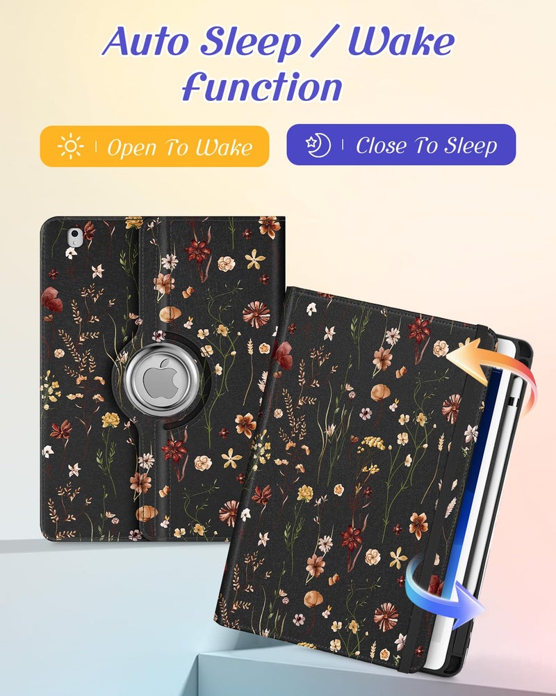 Kidcube for iPad Air 3rd Generation Case/Pro 10.5 Inch Case - Women Girls Cute Rotating Stand Folio Cover with Pencil Holder & Card Slot Girly Flowers Floral Design Cover for iPad Pro 10.5''/Air 3rd - Image 4