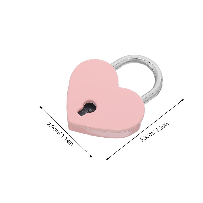 Pink Alloy Heart Shaped Mini Padlocks 2pcs for Jewelry Box Purse Wedding Decorative Use - Image 3