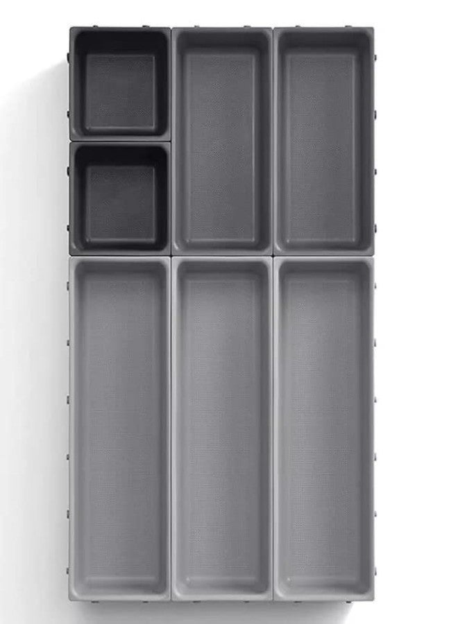 DIKPUL GROUP DIKPUL 7-Pcs Adjustable Cutlery Drawer Organizer – Modular Plastic Storage Box for Kitchen & Office - Image 1