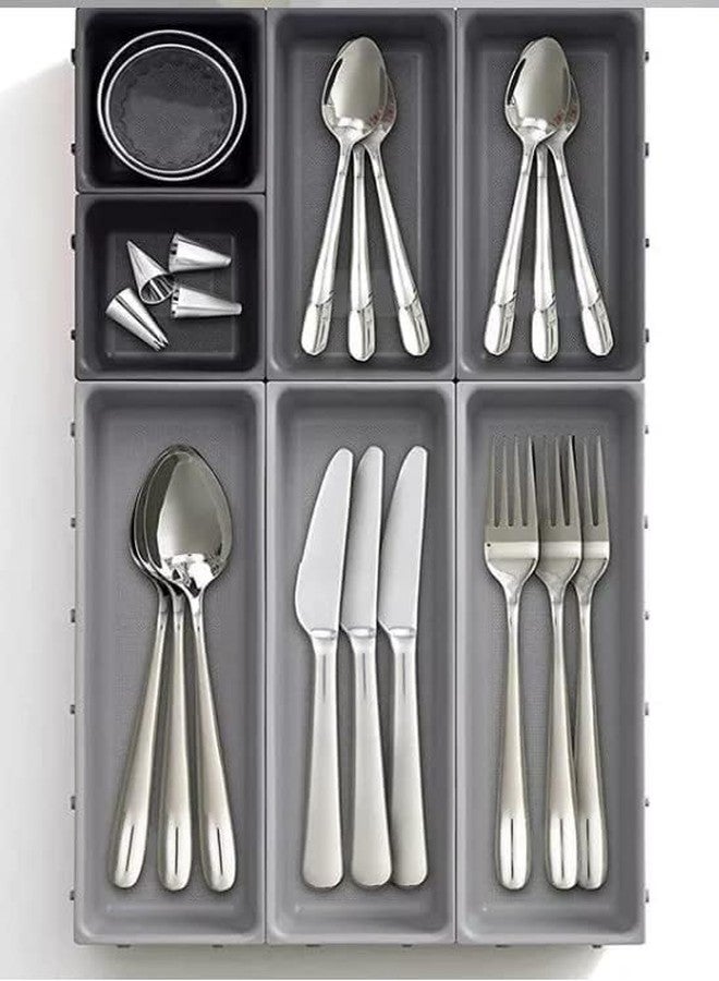 DIKPUL GROUP DIKPUL 7-Pcs Adjustable Cutlery Drawer Organizer – Modular Plastic Storage Box for Kitchen & Office - Image 3