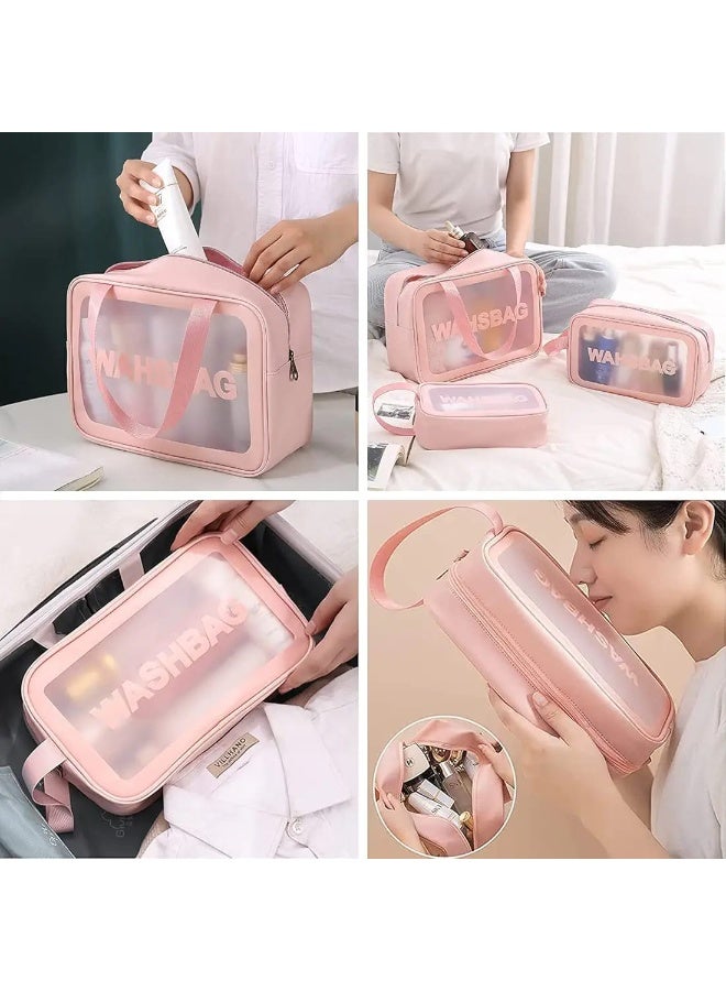 Acnor “3 Pcs Travel Toiletry Wash Bag Set – Waterproof Transparent Makeup and Cosmetic Organizer Pouches” - Image 4