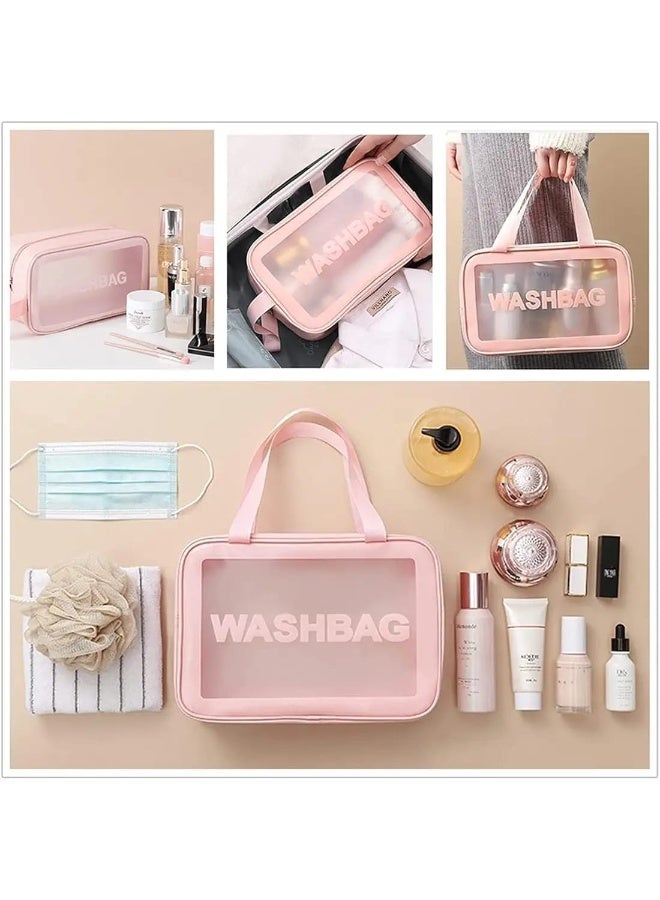 Acnor “3 Pcs Travel Toiletry Wash Bag Set – Waterproof Transparent Makeup and Cosmetic Organizer Pouches” - Image 2