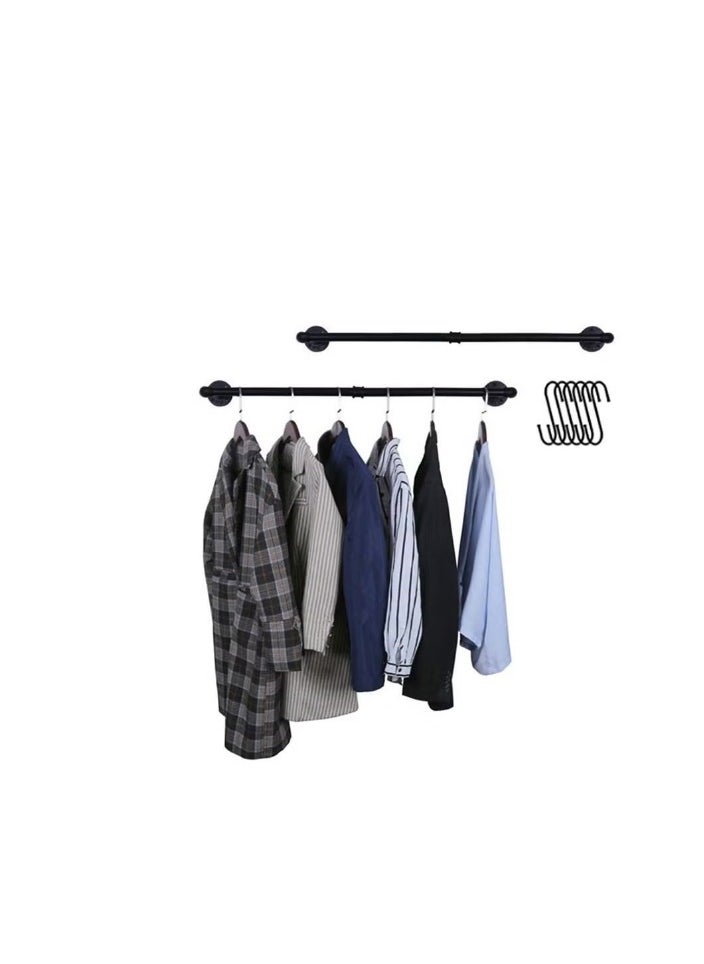 Arabest 2 Piece Wall Mounted Clothes Rack with 6 Hooks Space-Saving Hanging Clothes Rack  - Image 1