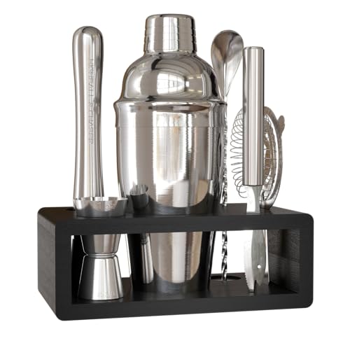 Highball  Chaser Highball & Chaser Cocktail Shaker Set: Bartender Kit for Home Bar Mixology Cocktail Bar Set Plus E-Book with 30 Recipes (Silver) - Image 1