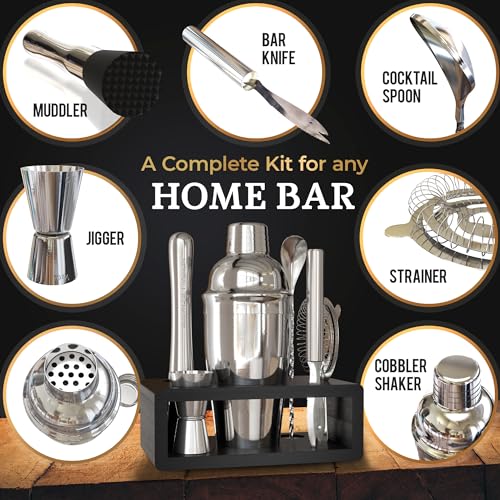 Highball  Chaser Highball & Chaser Cocktail Shaker Set: Bartender Kit for Home Bar Mixology Cocktail Bar Set Plus E-Book with 30 Recipes (Silver) - Image 2