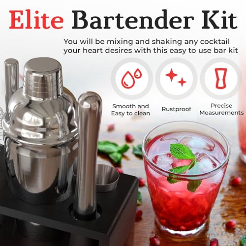 Highball  Chaser Highball & Chaser Cocktail Shaker Set: Bartender Kit for Home Bar Mixology Cocktail Bar Set Plus E-Book with 30 Recipes (Silver) - Image 3