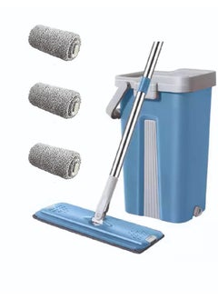 Dreamons link Flat Mop with Bucket, Cleaning Squeeze Hand Free Floor Mop, 3 Reusable Mop Pads, Stainless Steel Handle,360° Rotating Head Squeeze Flat Mop Set (Blue)) - pzsku/Z472A1524B5A15669D913Z/45/_/1726488878/1db164e4-7838-4e38-a4c5-a6307d8021be