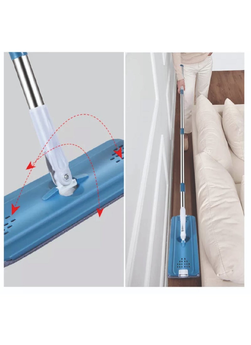 dreamons link - Dreamons link Flat Mop with Bucket, Cleaning Squeeze Hand Free Floor Mop, 3 Reusable Mop Pads, Stainless Steel Handle,360° Rotating Head Squeeze Flat Mop Set (Blue)) - Image 1